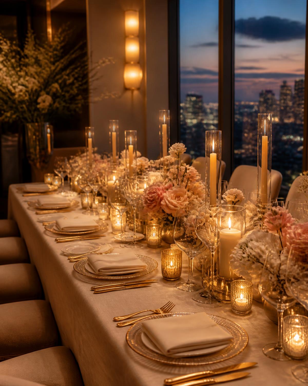 Birthday decorations in Atlanta with an elegant dinner party table