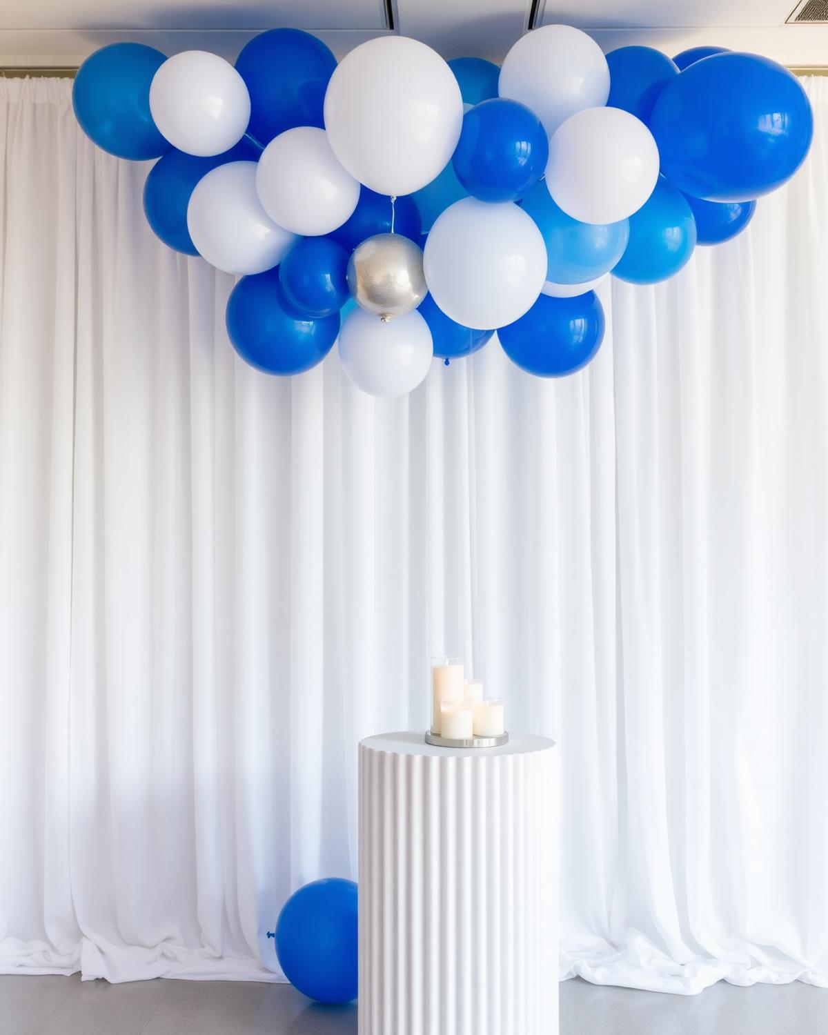 Blue and white celebration décor