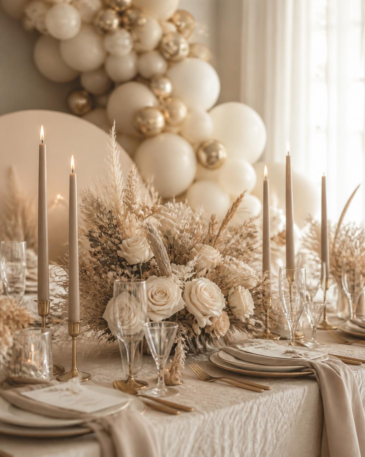 Anniversary decor with an elegant candlelit tablescape